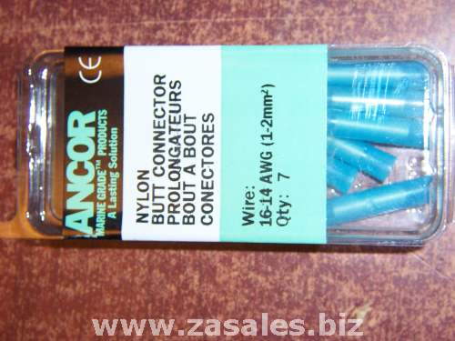 Marinco 52900006 Ancor Butt Connectors - Nylon Insulated Seamless (Single Crimp) - Blue - 16-14 - 7 PC