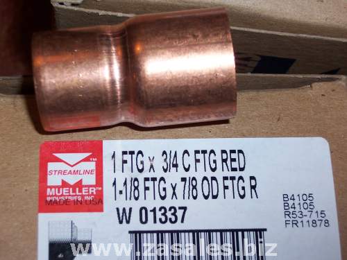 Mueller w01337 Copper Fitting 1 FTG X 3/4 C FTG RED