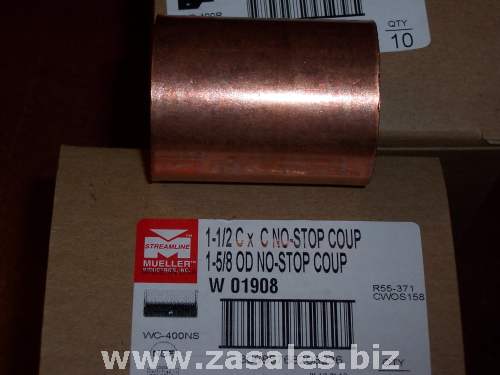Mueller 1-1/2  Slip Coupling Copper Pipe Sweat Fitting W01908