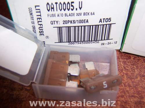 Littelfuse ATO 5 5amp Fast-Acting Automotive Blade Fuse Box of 100