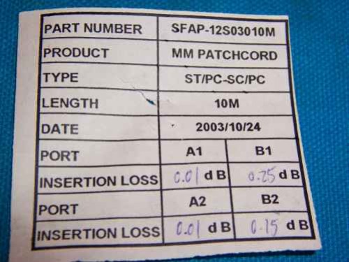 New 10 M Fiber Optic Patch Cable St/Pc-St/Pc Patchcord