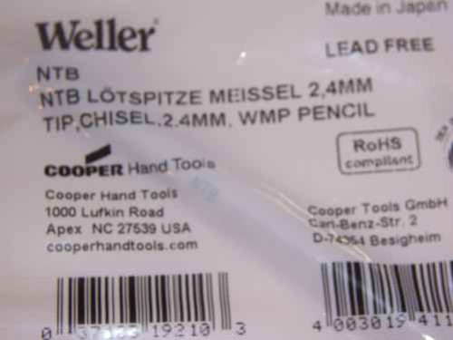 Weller NT Series Chisel Solder Tip for WMP Iron, .031