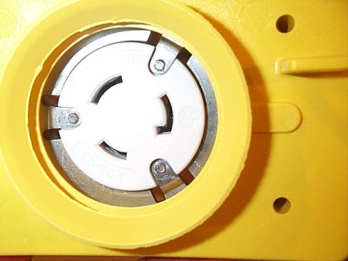 Leviton 67W47 20-Amp, 125 Volt, Flush Mounting Locking Receptacle, Industrial Grade, Grounding, Wetguard with Cover, Yellow