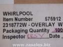 2318772W Refrigerator Door Push Button Panel Switch Overlay Whirlpool 3