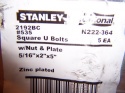 Bag of 5 National N222-364 #535 Zinc Square U-Bolt 5/16 x 2 x 5 in.