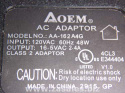 AOEM AC Adaptor AA-162A4G 120VAC 60Hz 48W Output: 16.5VAC 2.4A Class 2 3