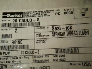 2 New Parker Seal-Loc Straight Thread Elbow 2